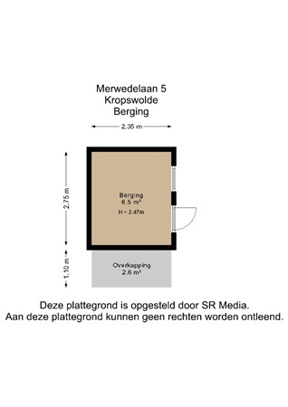 Floorplan - Merwedelaan 5, 9606 RL Kropswolde